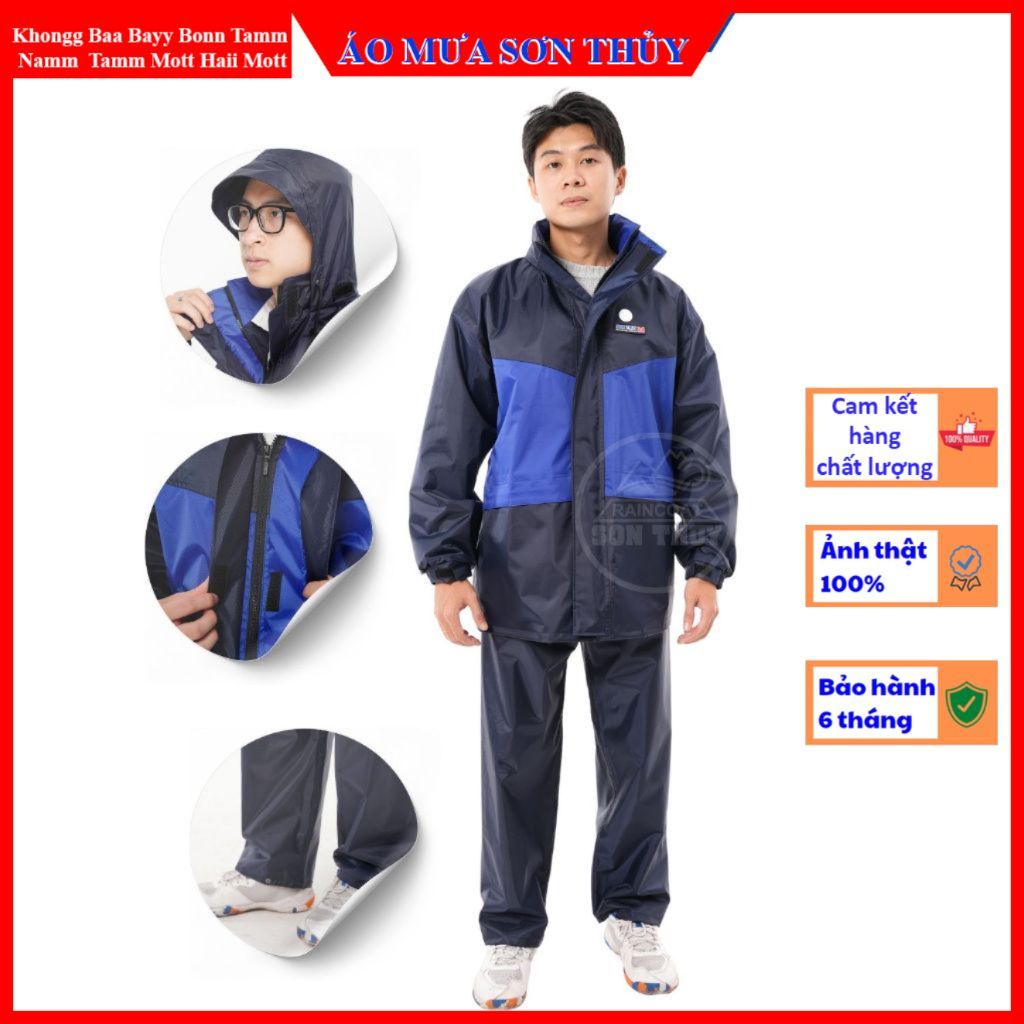 (Bộ K4 áo mưa 2 lớp-Chống Gió - CHỐNG Thấm) K4 Sơn Thủy-Vừa đi mưa vừa chống lạnh -vải dù Polyester siêu giữ ấm baoho247