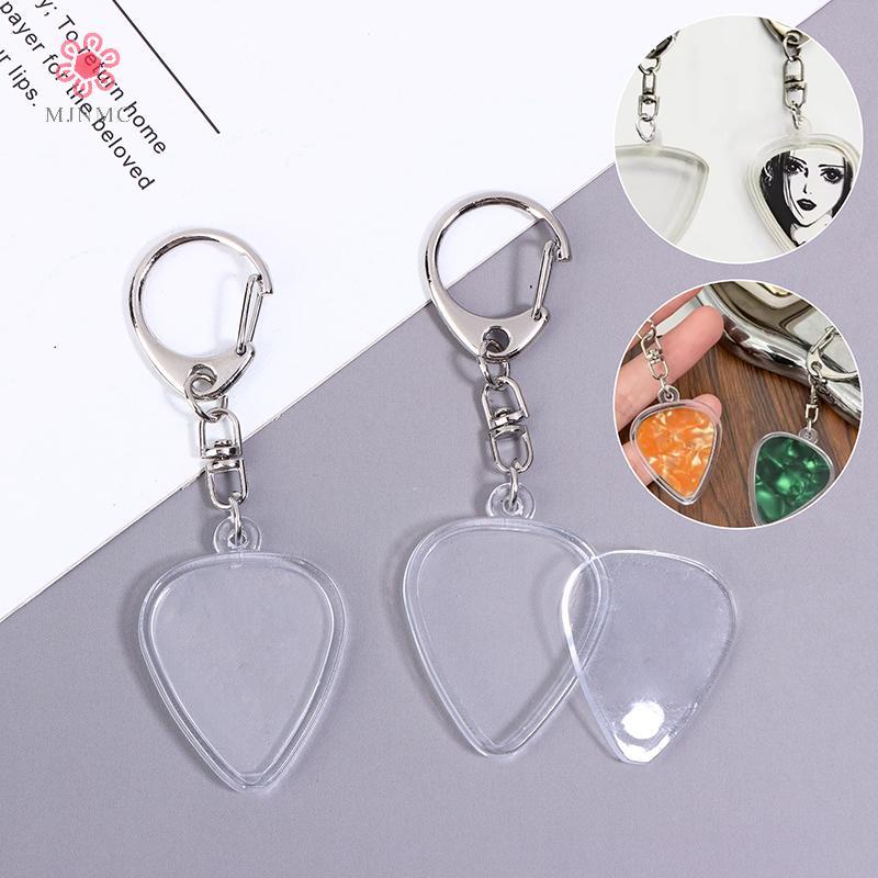 MJnmc 3 / 5 Chiếc Đàn Guitar Chọn Bộ Sưu Tập Hộp Móc Khóa Trong Suốt Khung Ảnh Có Thể Thay Thế Có Thể Tháo Rời Mặt Dây Chuyền Phụ Kiện Âm Nhạc Mới