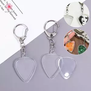MJnmc 3 / 5 Chiếc Đàn Guitar Chọn Bộ Sưu Tập Hộp Móc Khóa Trong Suốt Khung Ảnh Có Thể Thay Thế Có Thể Tháo Rời Mặt Dây Chuyền Phụ Kiện Âm Nhạc Mới