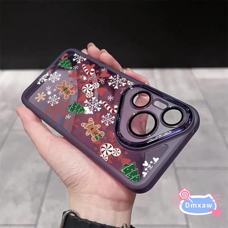 Ốp Điện Thoại Cây Giáng Sinh Bông Tuyết Dễ Thương Cho Samsung Galaxy S25 Edge S24 S23 S22 S21 S20 Plus Lite FE Note 20 Ultra S25 + S24 + 5G 4G Vỏ Hoa Ống Kính Kính Kính Chống Sốc Vỏ Cứng