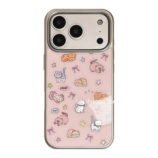 Ốp Lưng Mèo Dễ Thương Cho iPhone 17ProMax 17Po 17 16ProMax 16Pro 16 16Plus 15ProMax 15Pro 15 14ProMax 14Pro 14 13ProMax 13Pro 13 15Plus Apple iPhone Case Mạ Điện Cứng Huawei P70