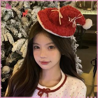 Kẹp bên Giáng sinh thực tế Mũ Giáng sinh Ông già Noel Kẹp tóc Lông thú ngọt ngào Nơ Giáng sinh Barrette Clip Đạo cụ ảnh ngọt ngào [MỚI]