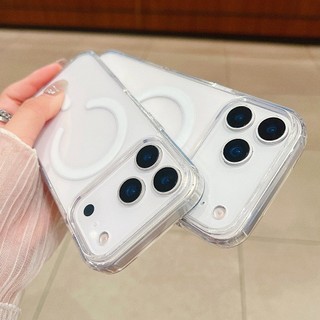 Ốp điện thoại trong suốt từ tính pha lê lỗ lớn cho IPhone 17 Pro Max 17Air 11 12 13 14 15 16 Pro Max Plus Vỏ trong suốt Vỏ bảo vệ chống sốc