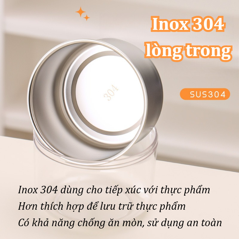 Hộp đựng cơm inox 304 giữ nhiệt 2 tầng 1280ml có kèm muỗng,Nó có thể bảo quản súp.