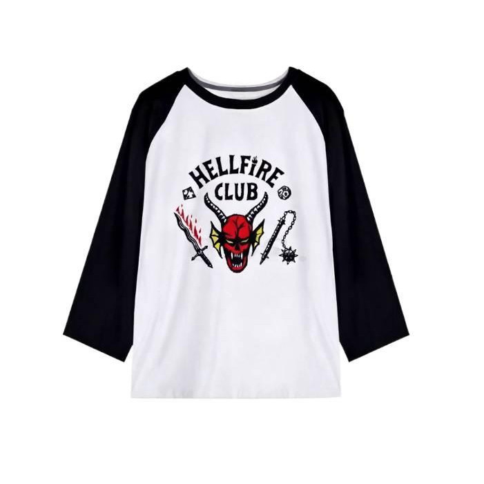 Mới Stranger Things Hellfire Club Áo thun theo chủ đề Unisex Bông Tai Kẹp Hông Phong Cách Cổ Tròn Tay Ngắn Cho Nam Nữ