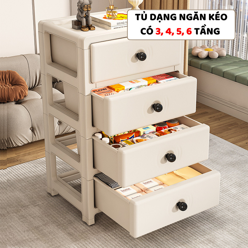 Tủ Đựng Đồ Ngăn Kéo ENODA HOME, Tủ Nhựa Nhiều Tầng Lắp Ráp Đơn Giản Có Bánh Xe Tiện Lợi TUN017