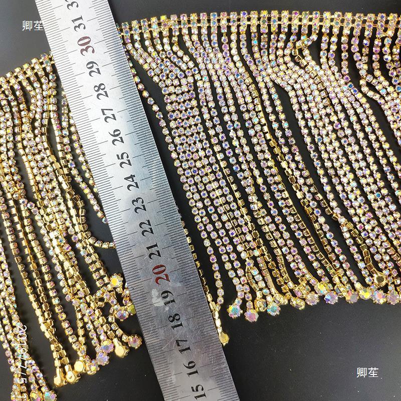 Phụ kiện dạ hội sáng bóng kim loại, dây xích tua rua ren đá kim cương - Phù hợp váy dạ hội và cưới