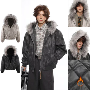 Áo khoác cotton phong cách Nhật Bản, có cổ lông và thiết kế độc đáo từ TIANLESIWEI