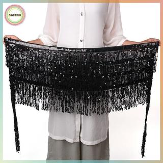 SAFENH Khăn Thắt Lưng Sequin với Tua Rua và Viền Hông, Phù hợp cho Khiêu Vũ và Quấn Váy
