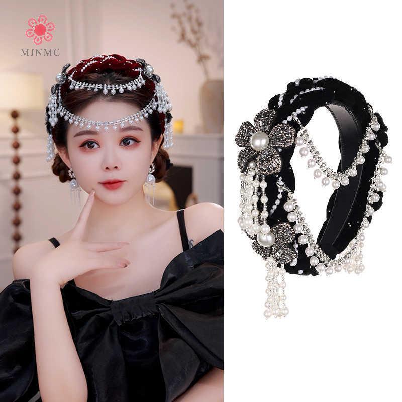 Mẫu mới phụ kiện tóc vòng cho cô dâu với ngọc trai có thể tháo rời, phù hợp đám cưới và khiêu vũ