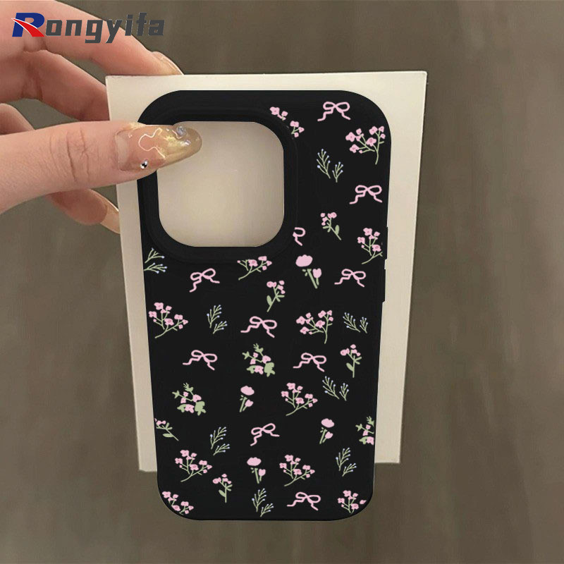 Ốp Điện Thoại In Hoa Thanh Lịch Cho Xiaomi 17 Pro Max 15 14 13 Pro Siêu Kẹo Màu Dopamine Matte Vỏ Hoa Đơn Giản Nơ Hoạt Hình Ốp Lưng Mềm