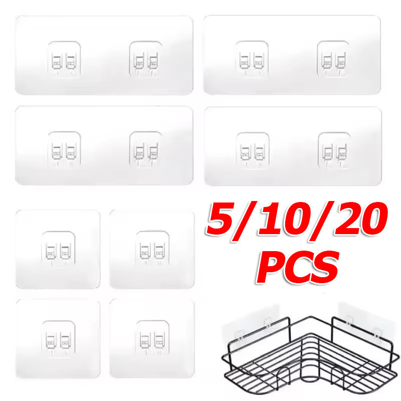 5 / 10 / 20 Cái Trong Suốt Chống Thấm Nước Khăn Treo Tường Móc / Kệ Dính Móc Đôi Miếng Dán