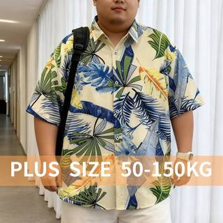 Áo sơ mi nam plus size họa tiết sọc, phong cách Hawai, oversize thoải mái