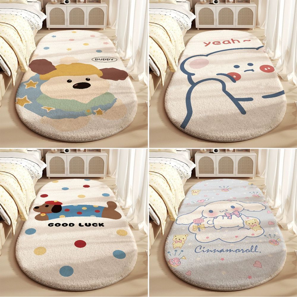 Thảm Trải Sàn Hoạt Hình Dễ Thương Giả Cashmere Lông Cừu Mềm Mịn Chống Trượt Decor Phòng Ngủ