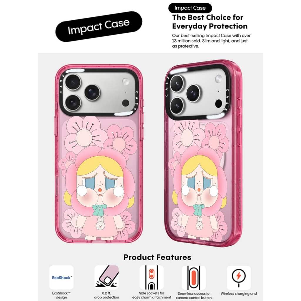 CASECASE X Hồng Hoa Cô Gái Màu Hồng Fizz Trong Suốt Cứng Hút Từ Tính Tác Động Dành Cho Apple IPhone 12 13 14 15 16 17 Pro Max Air Plus Có Hộp