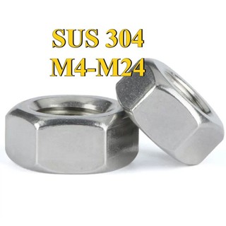 (Sợi mịn bằng thép không gỉ 304, đai ốc lục giác răng nhỏ, đai ốc ren mịn M4M5M6M8M10M12 ~ M24