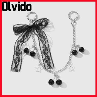 Túi OLVIDO Charms, dây chuyền túi nơ ren anh đào, Dây đeo túi xách hợp kim thay thế DIY di động Trang trí mặt dây chuyền