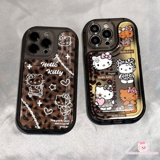 Ốp Lưng Cho Iphone 17 13 14 12 11 15 Pro Max Air XS XR X Max 14 8 15 7 Plus SE Cool Leopard Print Hello Kitty Love Heart Trong Suốt Dày Bìa Mềm