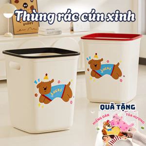 Thùng rác nhựa hình mèo dễ thương có nắp cố định DINO, Thùng đựng rác cho phòng ngủ, phòng làm việc