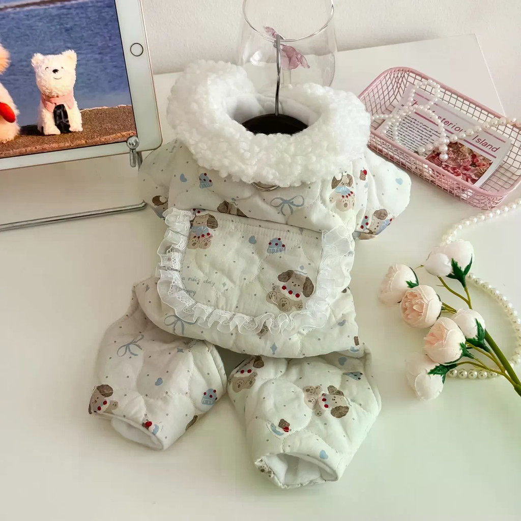 Hoạt Hình Nhà Thú Cưng Quần Áo Bốn Chân Mùa Đông Lông Cừu Ấm Áp Teddy Bichon Chó Mèo Quần Áo
