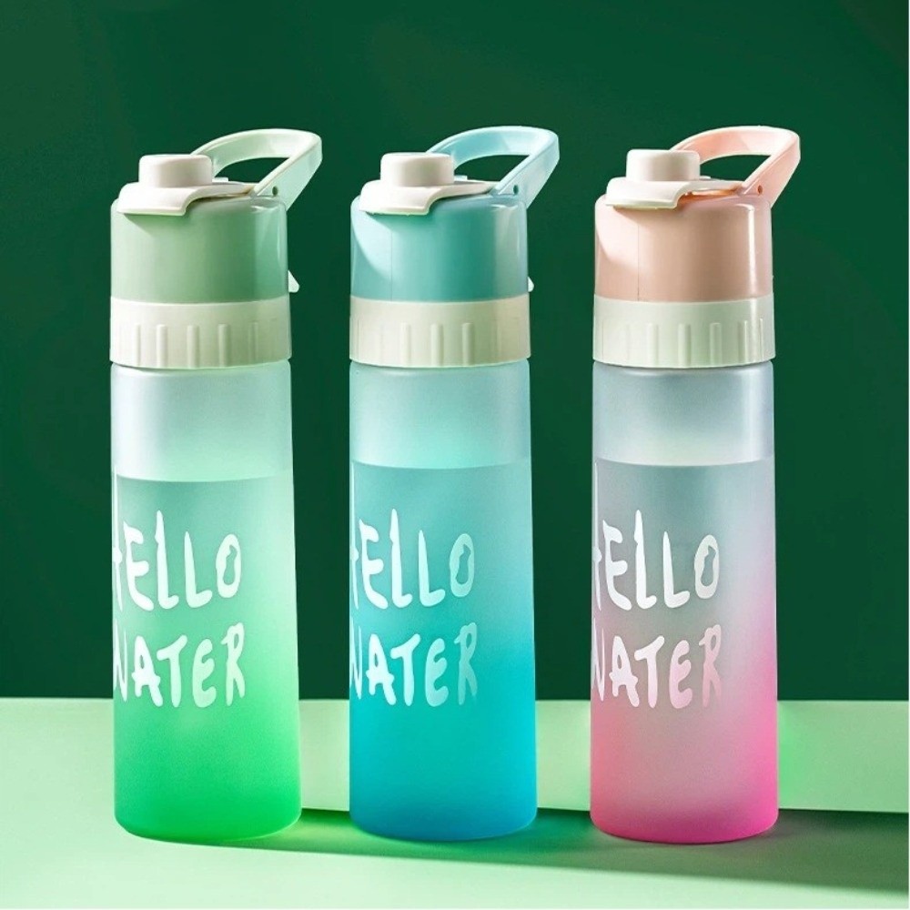Chai nước chuyển màu phun JiKK 650ml, dễ dàng mang theo có tay cầm Cốc nước thể thao, Máy làm mát di động Máy uống phun sương nước Chai du lịch ngoài trời