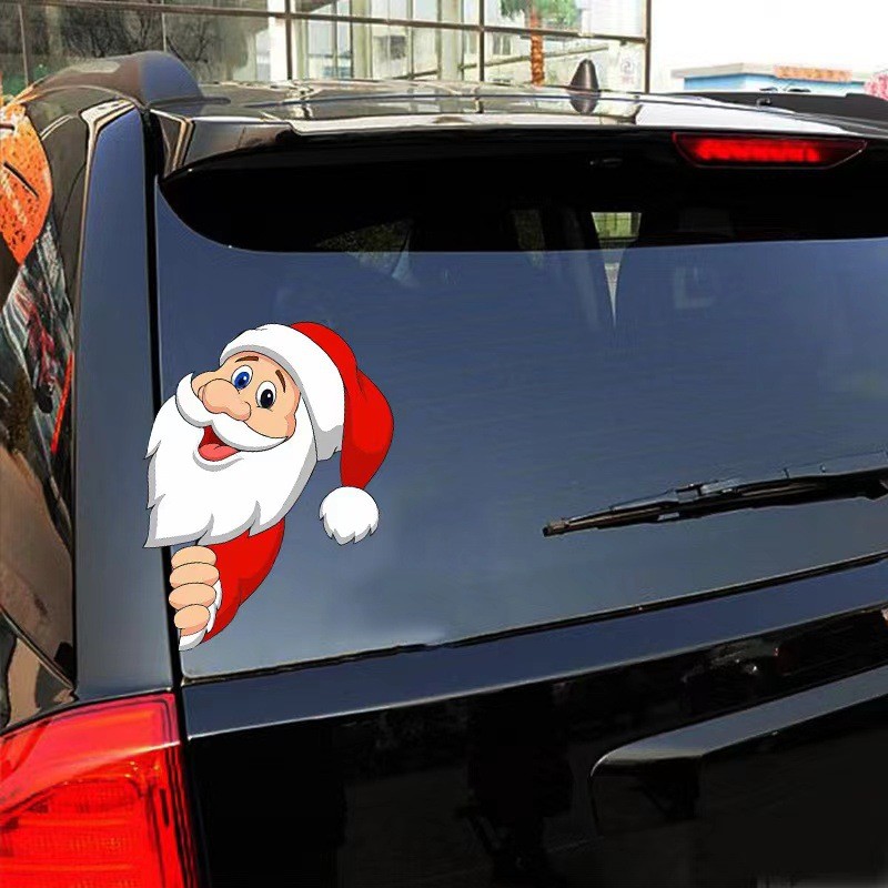 Cửa sổ Giáng sinh Nhãn dán kính trang trí Santa Nai sừng tấm Nhãn dán trang trí xe hơi