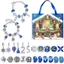 Bộ trang sức DIY lịch Giáng sinh màu xanh - 24 ngày đếm ngược đến Giáng sinh, Bộ làm vòng tay hộp mù ‌
