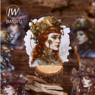 JIANWU Age of Steam Series Vintage Hải Lý Gear Nhân Vật Phong Cảnh Chất Liệu Cắt Dán PET Nhãn Dán Sáng Tạo Tạp Chí Văn Phòng Phẩm