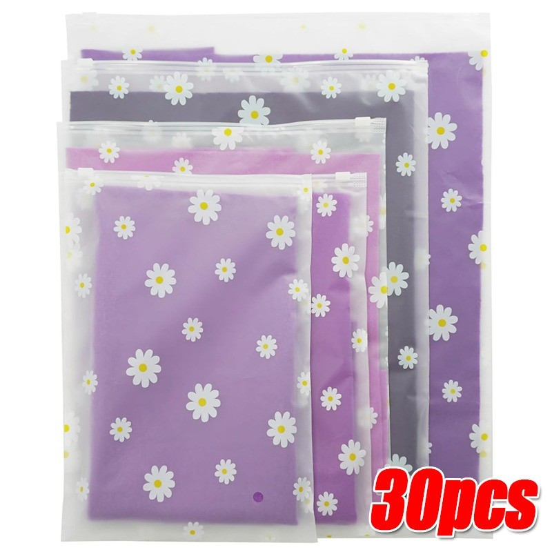10 / 20 / 30 Cái Daisy Matte Frosted Nhựa Bao Bì Túi Dây Kéo / Túi Bảo Quản Du Lịch Daisy Trong Suốt