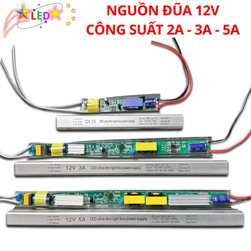 Nguồn Đũa 12V Siêu Mỏng 2A/3A/5A Công Suất 24W/36W/60W Chống Quá Tải
