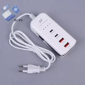 [BCVK] Bộ sạc USB treo tường 66W PD Bộ chuyển đổi trung tâm USB 4 cổng USB Type C phích cắm EU Bộ mở rộng loại C Ổ cắm cáp tốt