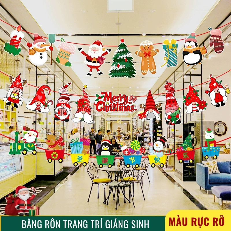 Dây Treo Trang Trí Noel – Biểu Ngữ & Dây Treo Vui Vẻ Với Họa Tiết Sinh Động Trang Trí Không Gian Đón Giáng Sinh