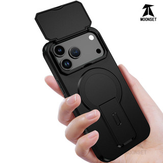 Dành cho iphone 17 Pro Max Ốp điện thoại có nắp máy ảnh trượt Chân đế từ tính Vỏ mỏng chống sốc