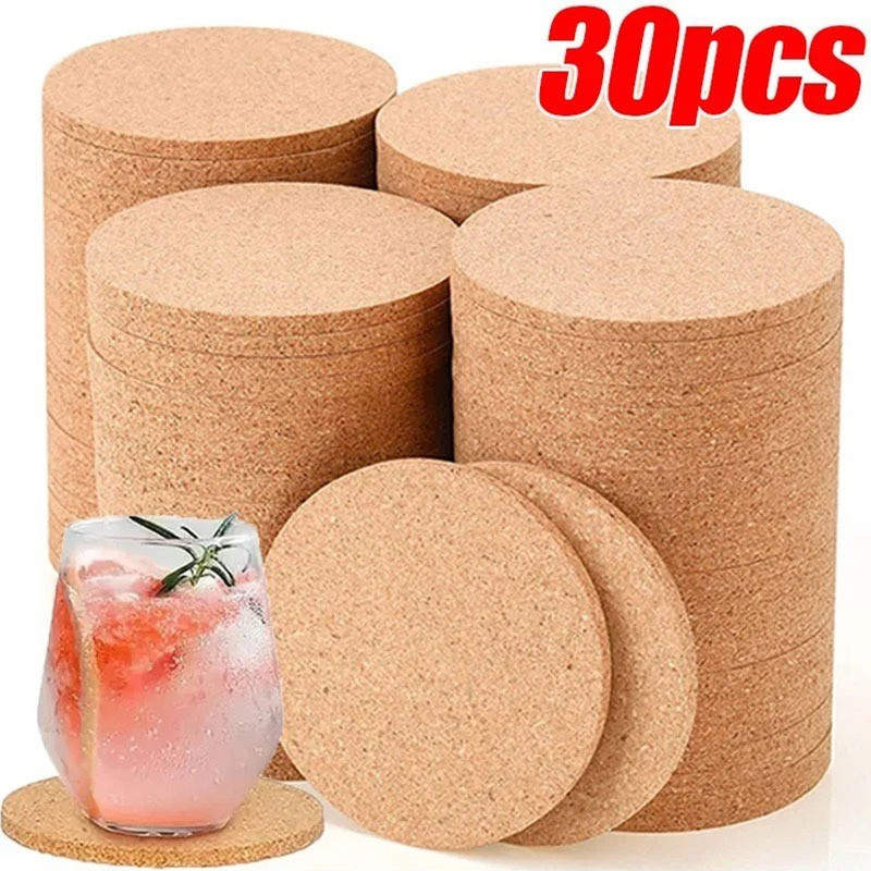 5 / 10 / 20 / 30 Cái Đế lót ly nút chai chống trượt / Thảm cốc tròn tự nhiên / Trà cà phê Uống cách nhiệt Pad