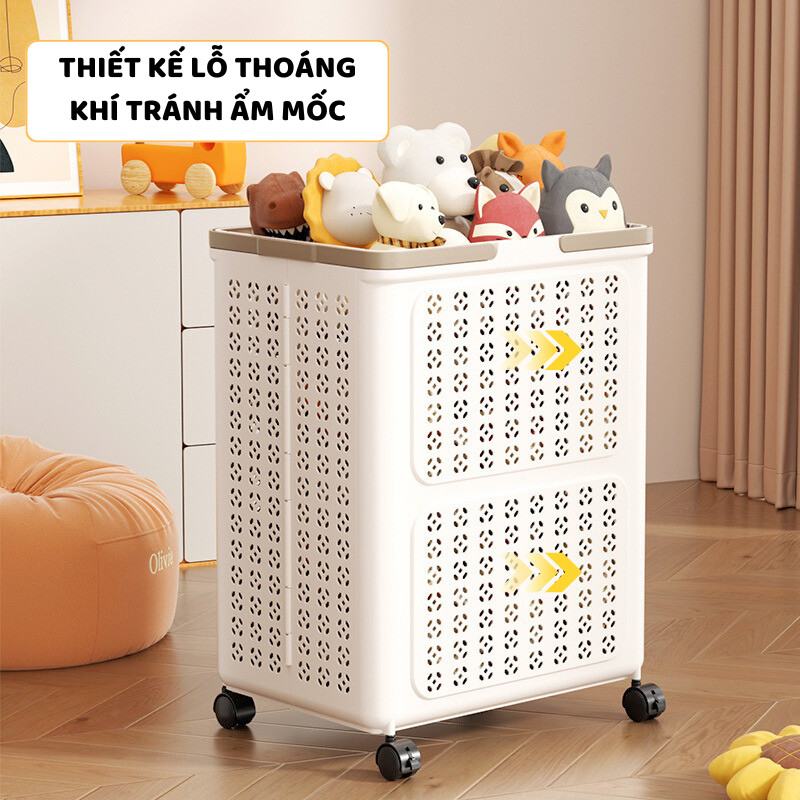 Giỏ Nhựa Gấp Gọn Đựng Đồ Chơi ENODA HOME, Giỏ Đựng Đồ Chơi Cho Bé 3 Kích Thước Có Bánh Xe Tiện Lợi Q460