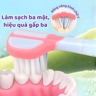 ​​​​​​​Combo 2 Bàn Chải Đánh Răng Trẻ Em 3D Lông Mềm, Bàn Chải Cho Bé Tập Đánh Răng An Toàn Cho Nướu