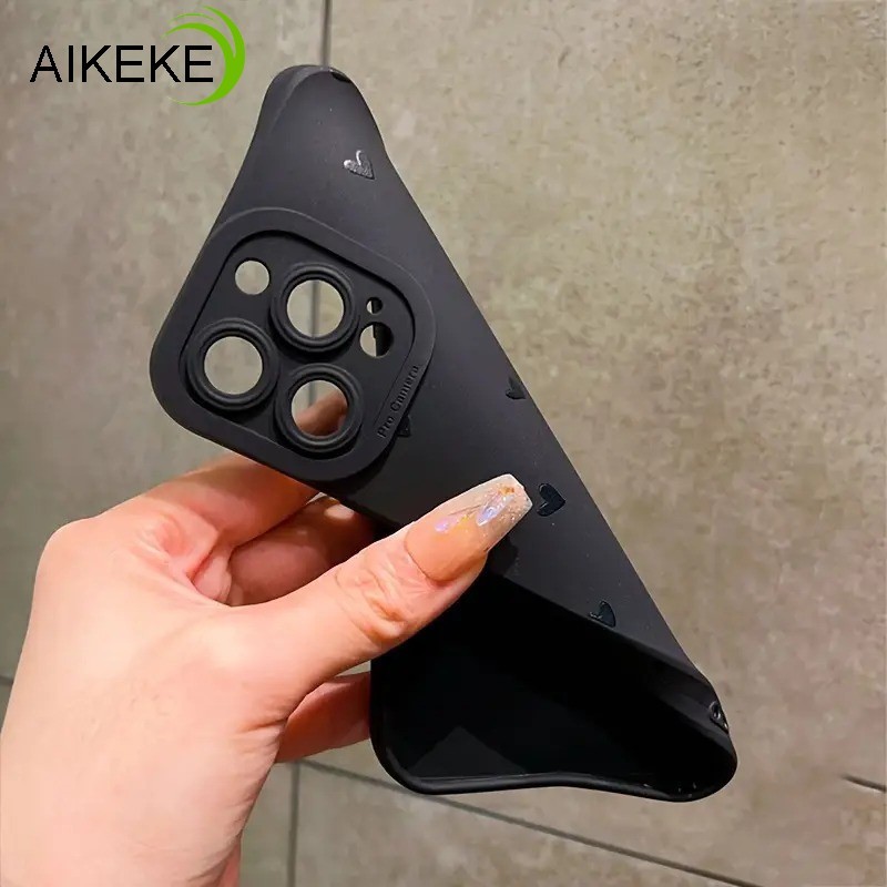 Ốp Điện Thoại Trái Tim Đen Đơn Giản Cho OPPO Find X8 Pro X7 Ultra X6 X5 Pro X3 Neo X2 Pro Lite Reno 2 Z 2F 2Z 5G 4G Ốp Lưng Màu Trơn Bảo Vệ Camera Vỏ Mềm Chống Rơi