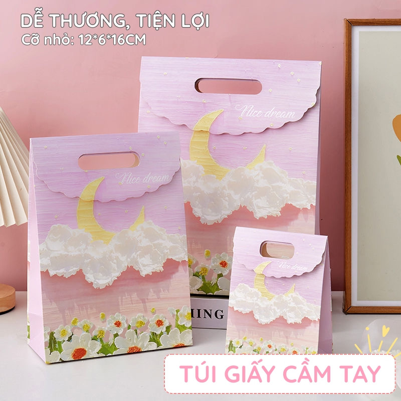Túi Giấy Đựng Quà Sinh Nhật Mini Cute – Thiết Kế Sang Trọng Có Hoa, Dày Đẹp Cứng Cáp, Gói Quà Tặng Dễ Thương