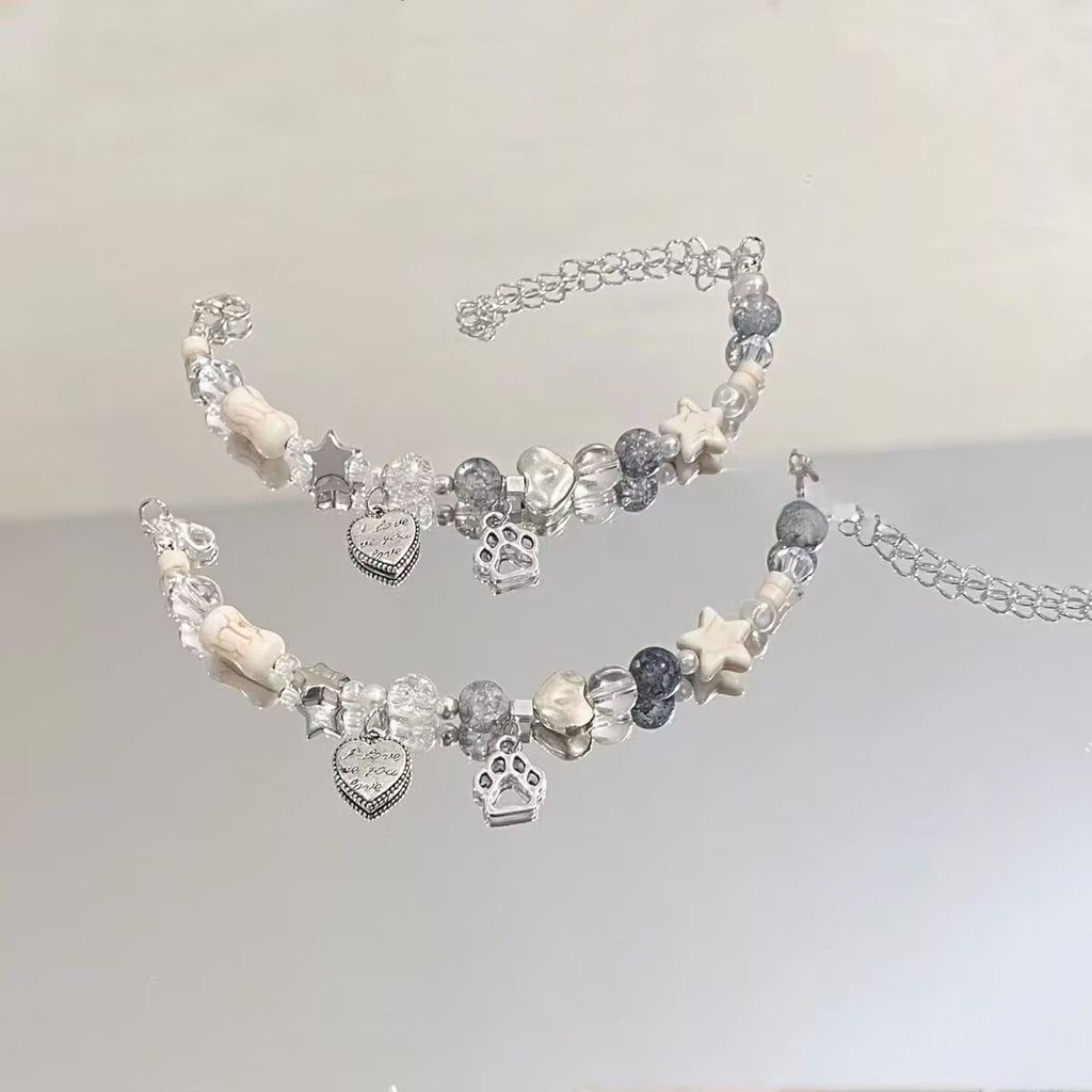 Vòng tay Star Kitten Paw Bone nữ, thiết kế thêu thủ công độc đáo và cao cấp