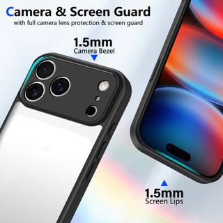Dành cho iphone 17 Pro Max Ốp điện thoại cứng trong suốt Khung silicon mềm chống rơi mỏng
