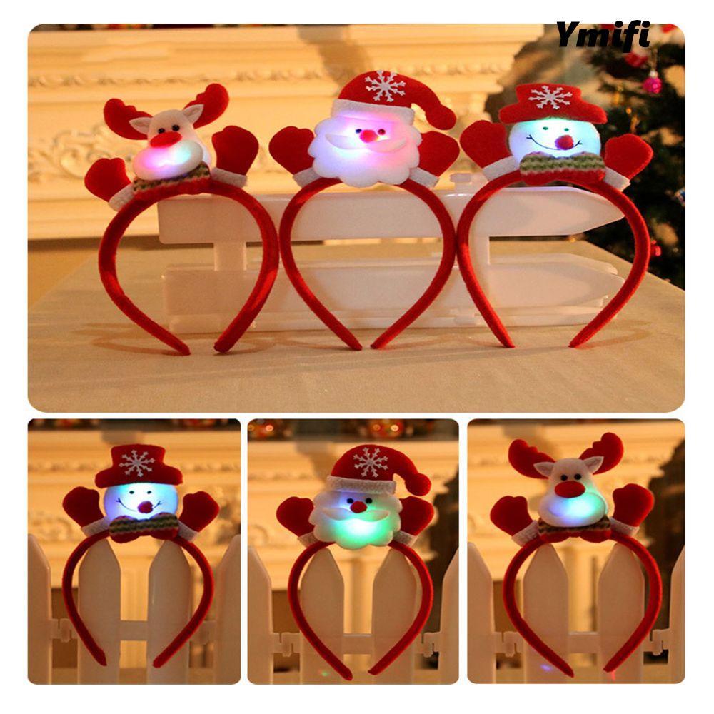 YMIFI Băng Đô Ông Già Noel và Người Tuyết Có Đèn LED - Quà Tặng Giáng Sinh