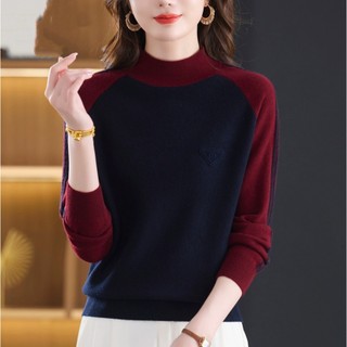 Áo len nửa cổ rùa Áo len nữ dài tay có khóa màu Lo