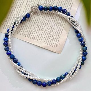 N1163 Vòng Cổ Ngọc khoá nam châm cao cấp, mix đá thiên thanh và ngọc nhân tạo 4 sợi