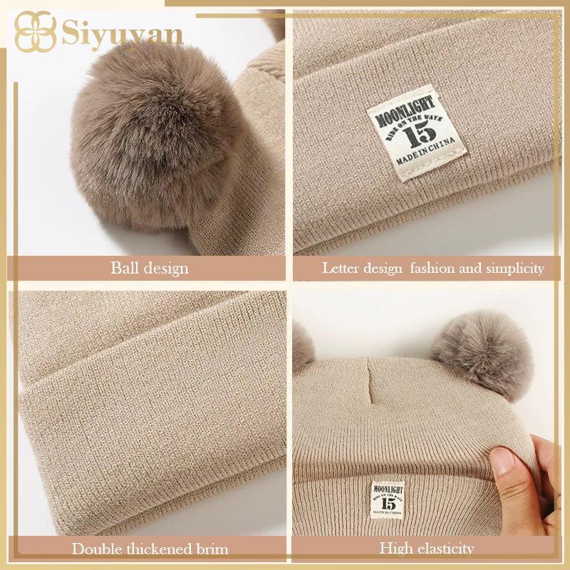 Siyuyan Thu Đông Cho Bé Mũ Dệt Kim Ấm Áp Với Pom Trẻ Em Đan Mũ Beanie Màu Trơn Mũ Trẻ Em Mũ Bé Cho Bé Trai Bé Gái VN