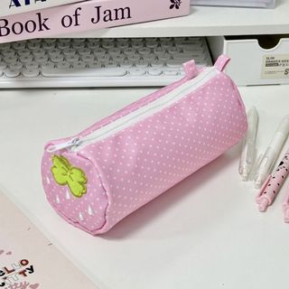 Túi đựng bút TONFASHION, Bút chì dung tích lớn thêu dâu tây, Túi đựng văn phòng phẩm di động đa chức năng dễ thương Đồ dùng học tập