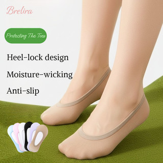 『Brelira』Tất vô hình chống trượt cho nữ tất thuyền trơn thoáng khí cho da Sarung Kaki隱形短襪