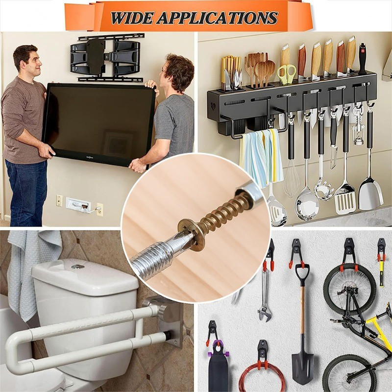 30 / 60 / 90 Bộ Bu lông mở rộng vít tự khai thác / Chốt treo tường cắm tự khoan