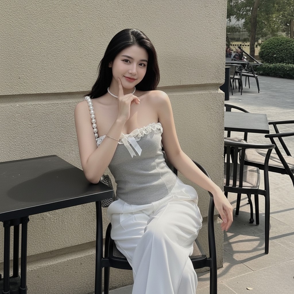 Áo Ống Nữ BABEE Cúp Ngực Croptop Phối Viền Ren Đính Nơ Có Khóa Kéo Sau Phong Cách Cá Tính Quyến Rũ