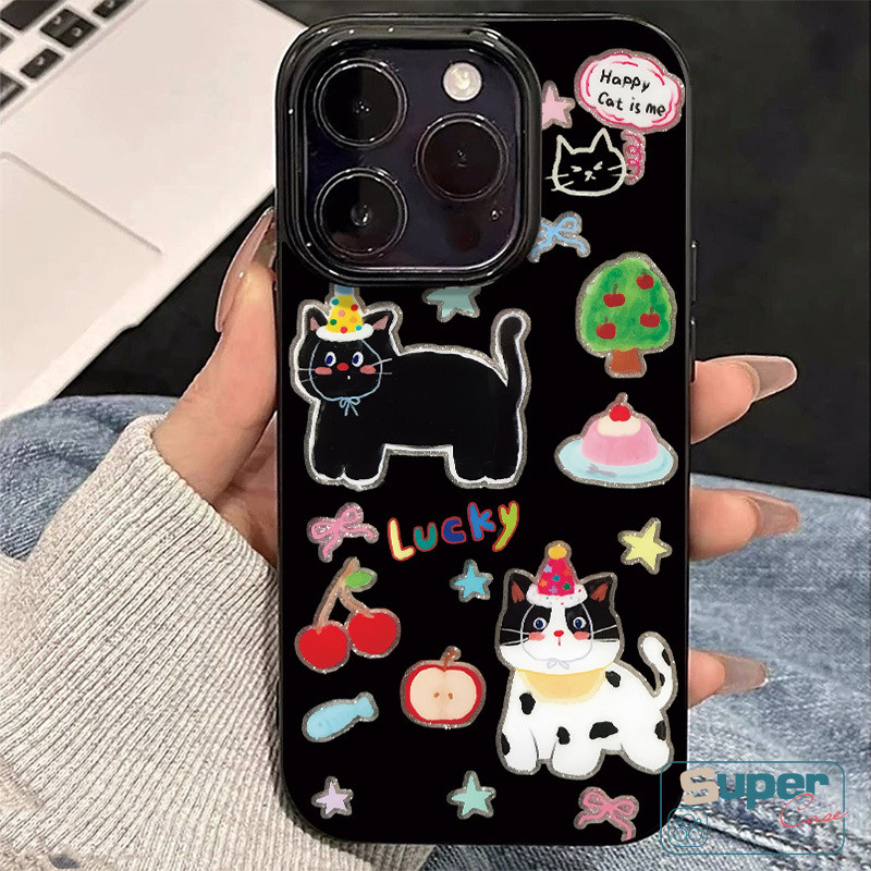 Ốp Lưng Tương Thích Cho IPhone 17 15 13 11 16 14 12 Pro Max Air 17 13 12 16 15 14 Pro 6s 7 8 16 15 14 6 Plus XR XS Max SE 2020 Hoạt Hình Mèo Con Dễ Thương Thời Trang Denim Bìa mềm