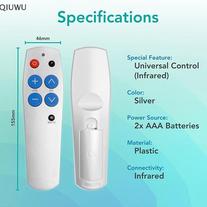 QIUWU 1 Bộ Điều Khiển Học Tập IR Thông Minh 7 Nút Lớn Đa Năng Học Điều Khiển Từ Xa Bản Sao Cho TV CD DVD STB DVB Hifi TV BOX.